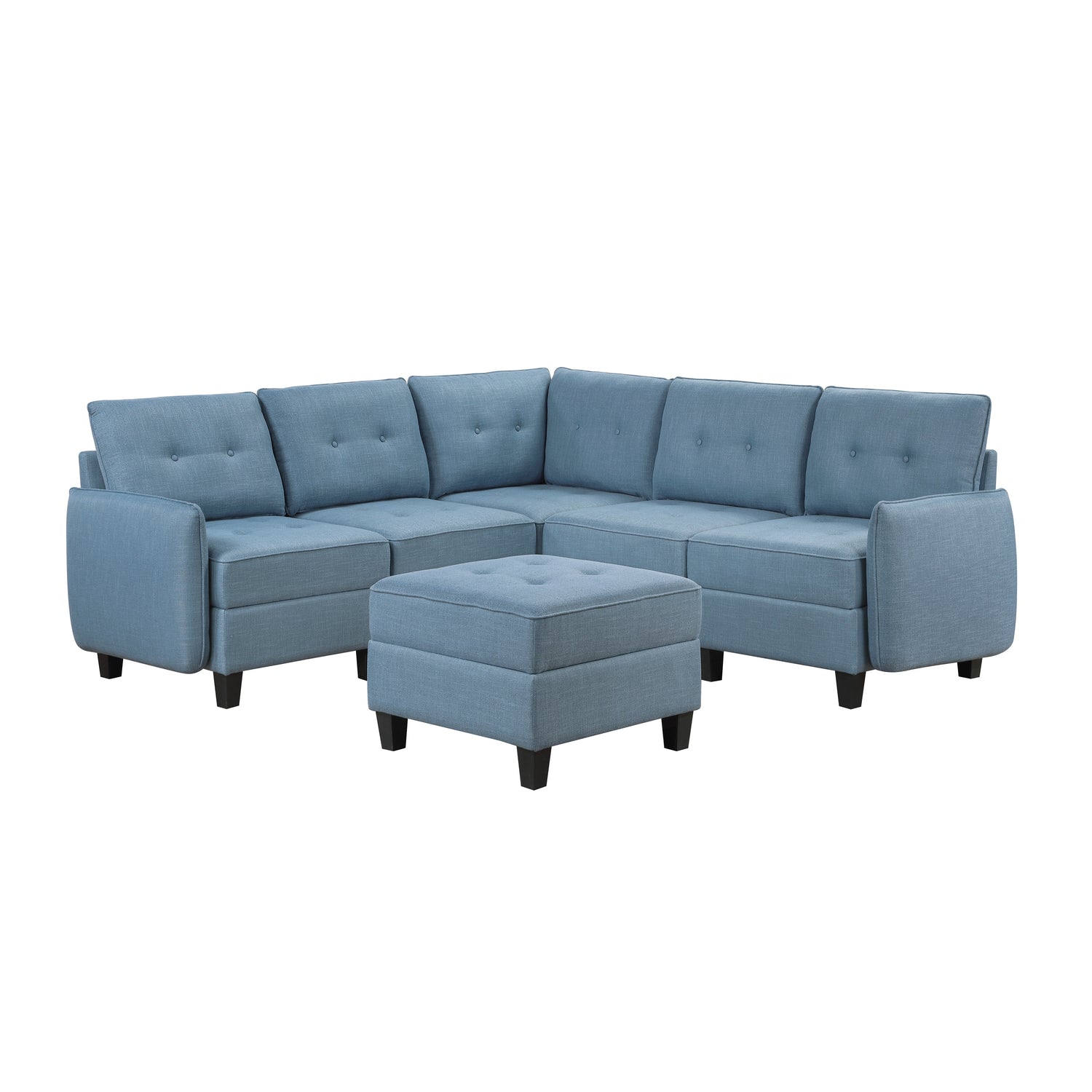 9557BUE*6SCOT (6)6-Piece Sectional with Storage and Ottoman - 9557BUE*6SCOT