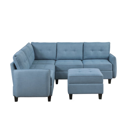 9557BUE*6SCOT (6)6-Piece Sectional with Storage and Ottoman - 9557BUE*6SCOT