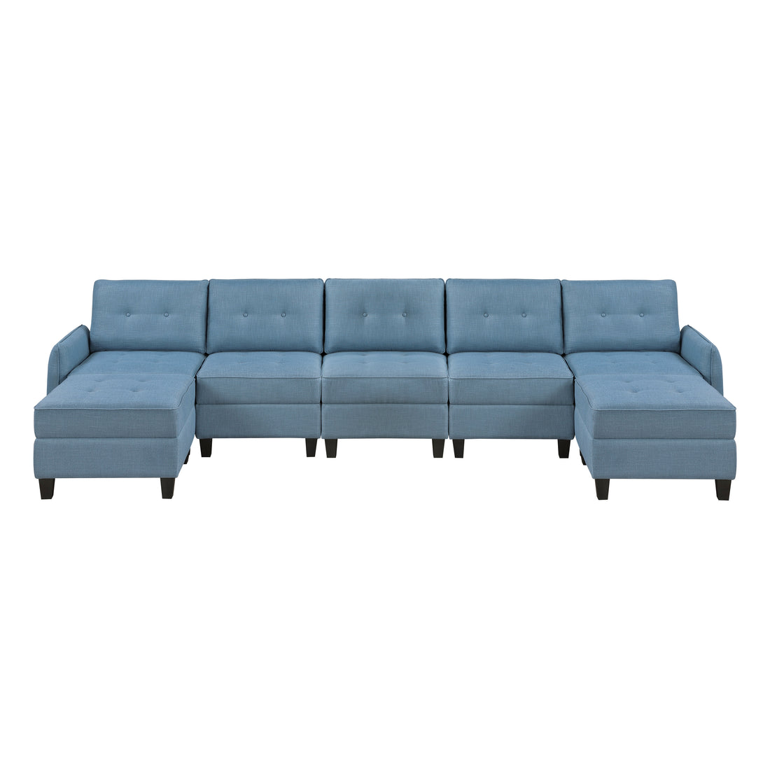 9557BUE*7SC2OT (7)7-Piece Sectional with Storage and Two Ottomans - 9557BUE*7SC2OT