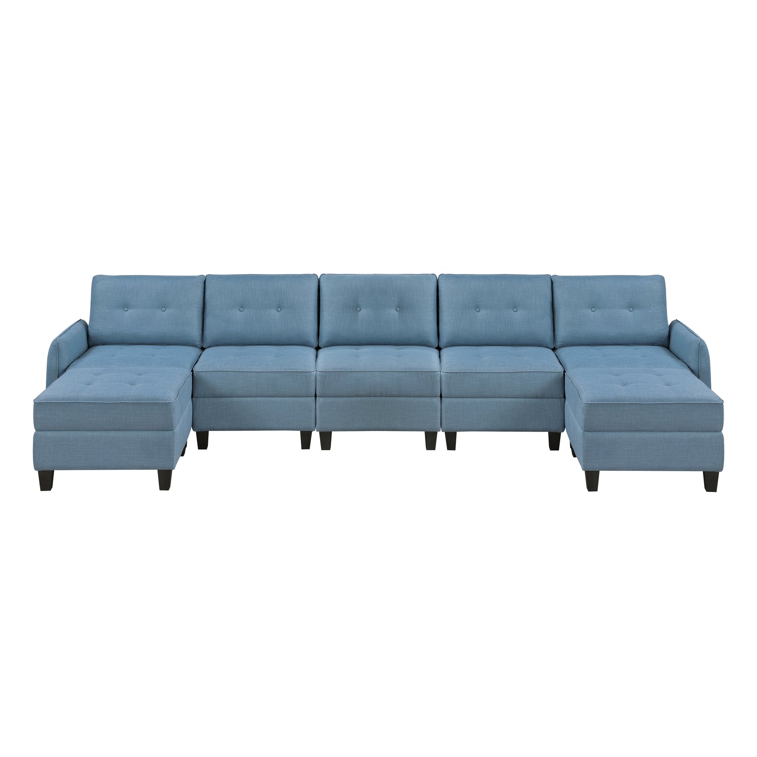 9557BUE*7SC2OT (7)7-Piece Sectional with Storage and Two Ottomans - 9557BUE*7SC2OT