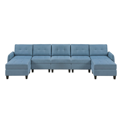 9557BUE*7SC2OT (7)7-Piece Sectional with Storage and Two Ottomans - 9557BUE*7SC2OT