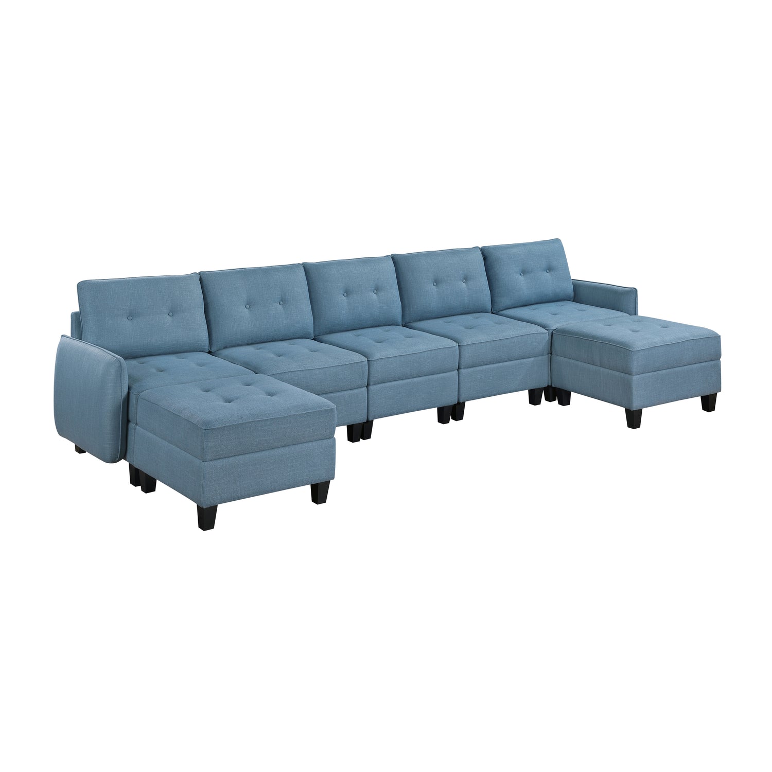 9557BUE*7SC2OT (7)7-Piece Sectional with Storage and Two Ottomans - 9557BUE*7SC2OT