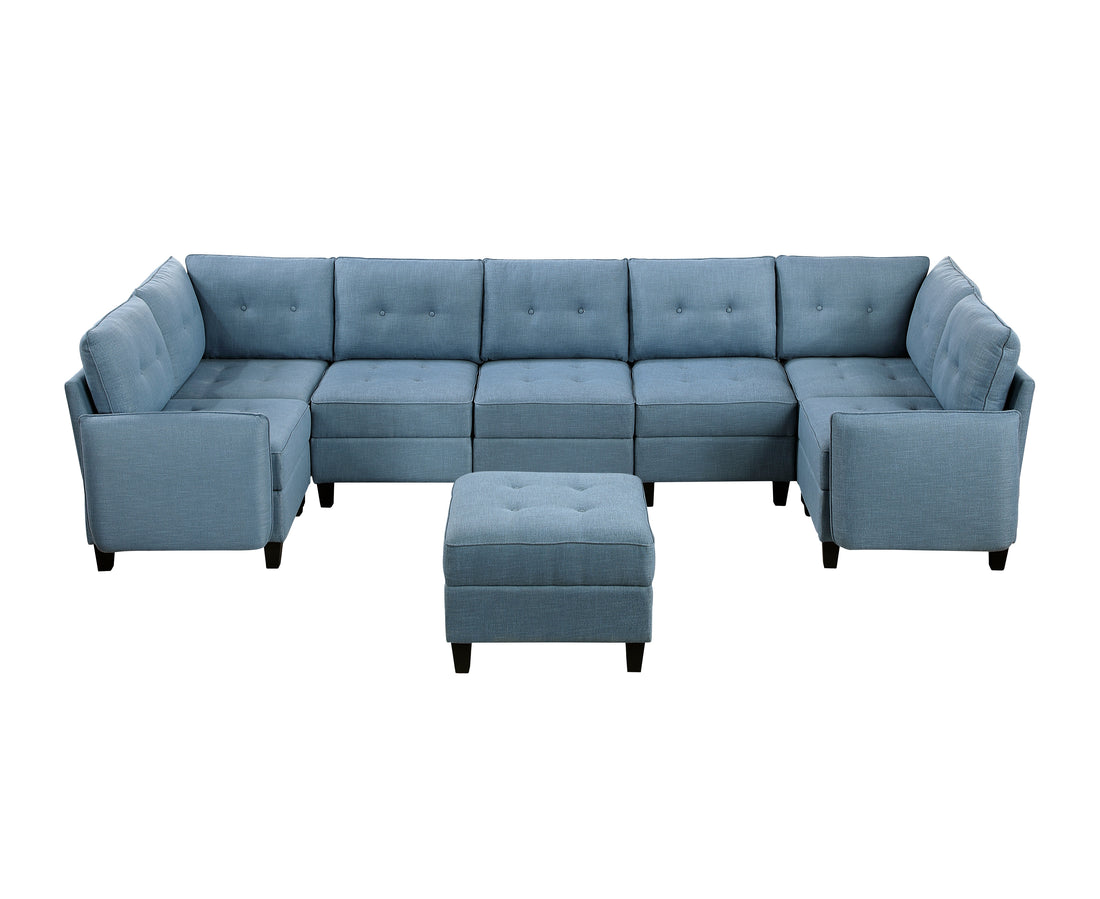 9557BUE*8SCOT (8)8-Piece Sectional with Storage and Ottoman - 9557BUE*8SCOT