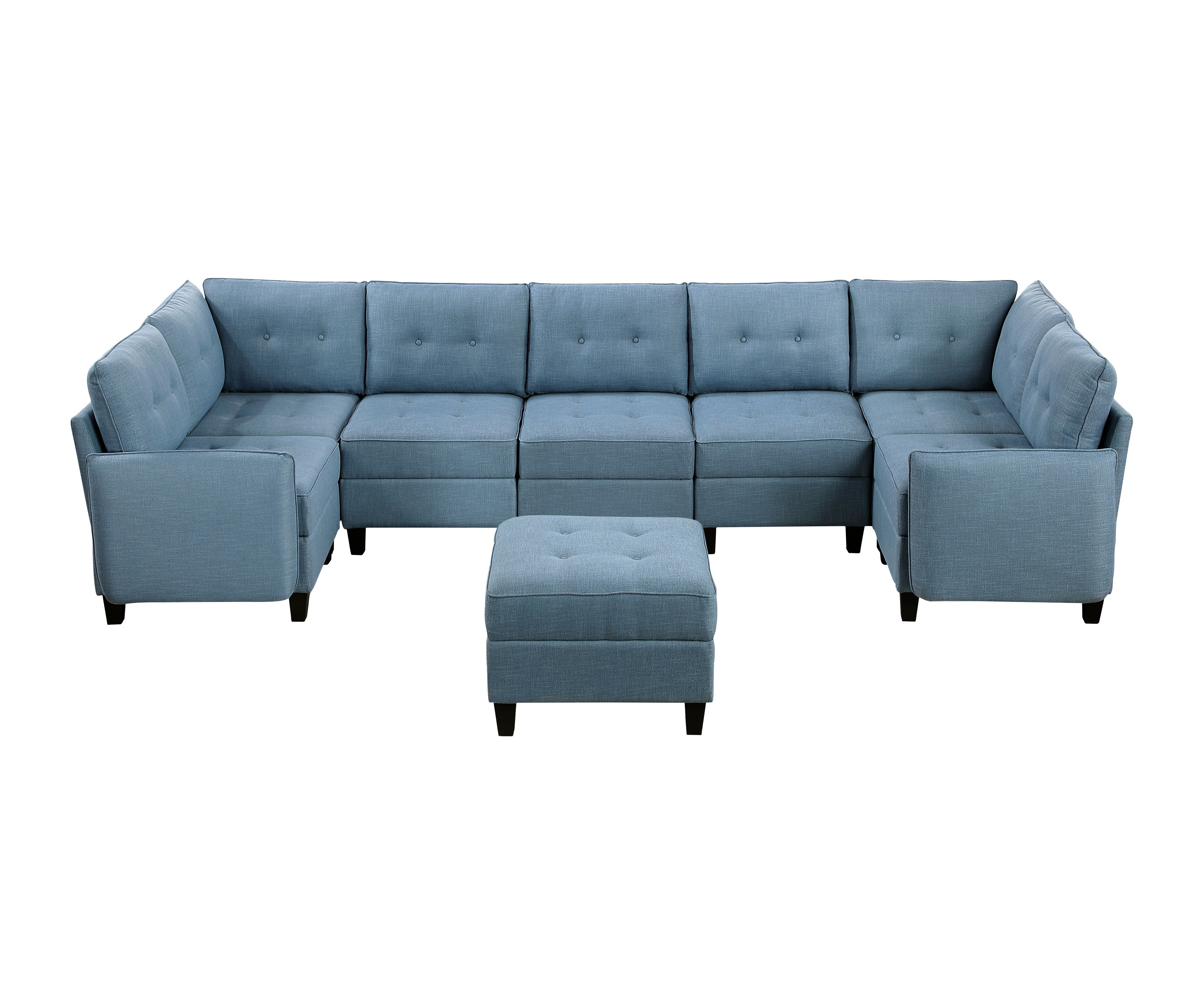 9557BUE*8SCOT (8)8-Piece Sectional with Storage and Ottoman - 9557BUE*8SCOT