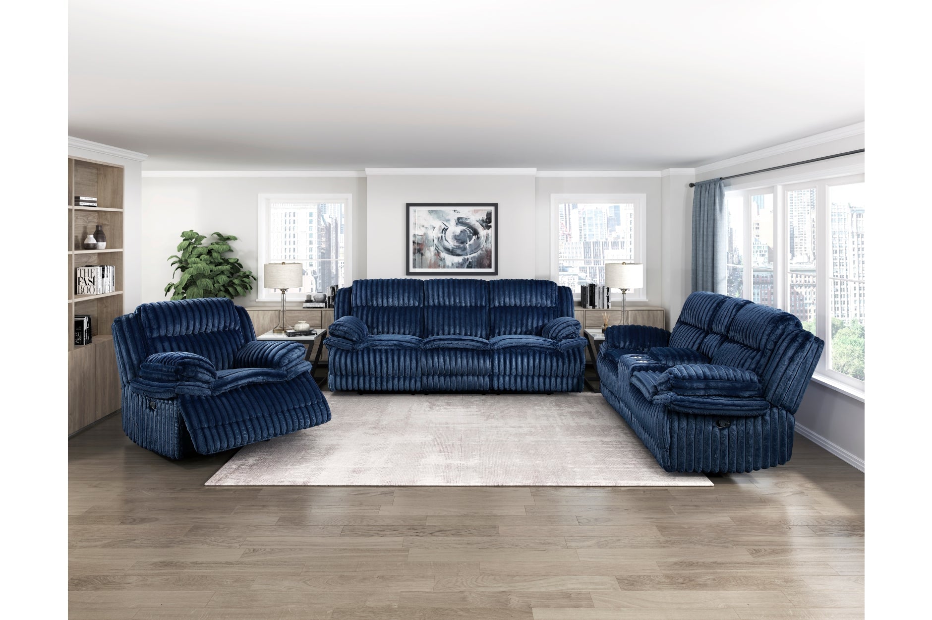 Goodland Blue Double Reclining Living Room Set from Homelegance - Luna Furniture