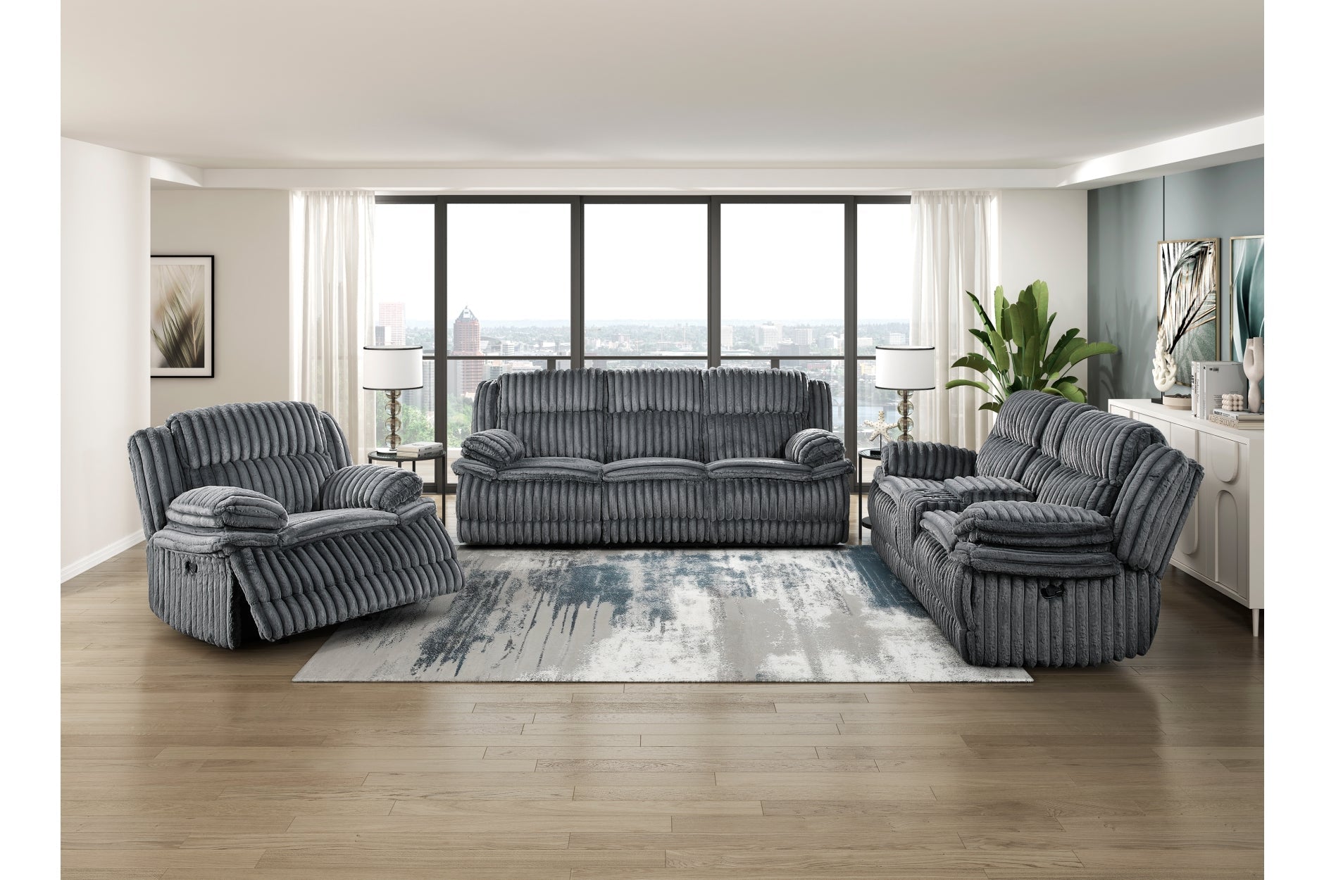Goodland Dark Gray Double Reclining Living Room Set from Homelegance - Luna Furniture