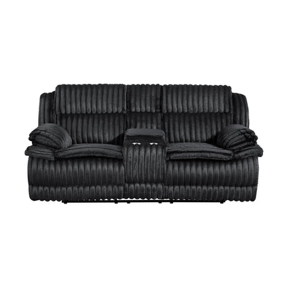 9577BK*2 2pc Set: Sofa, Love - 9577BK*2