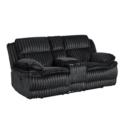 9577BK*2 2pc Set: Sofa, Love - 9577BK*2