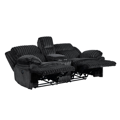 9577BK*2 2pc Set: Sofa, Love - 9577BK*2