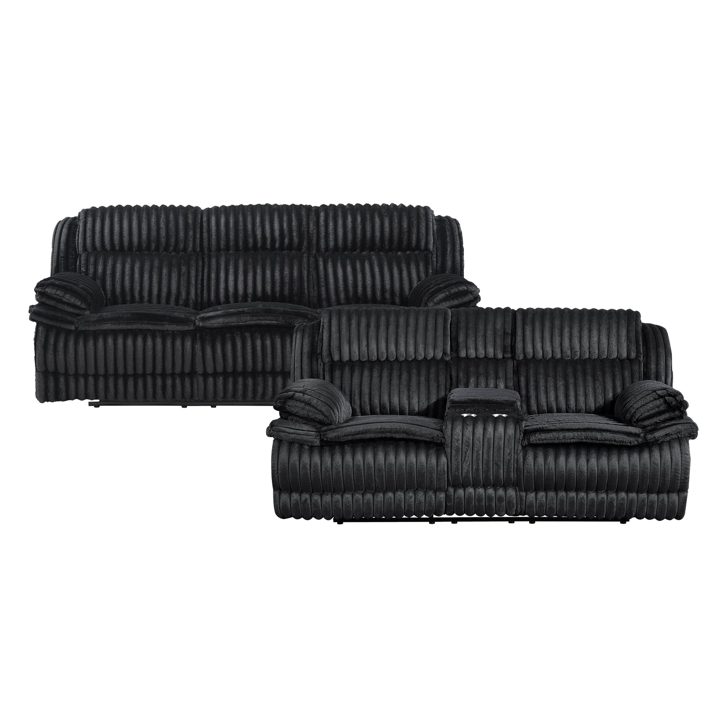 9577BK*2 2pc Set: Sofa, Love - 9577BK*2