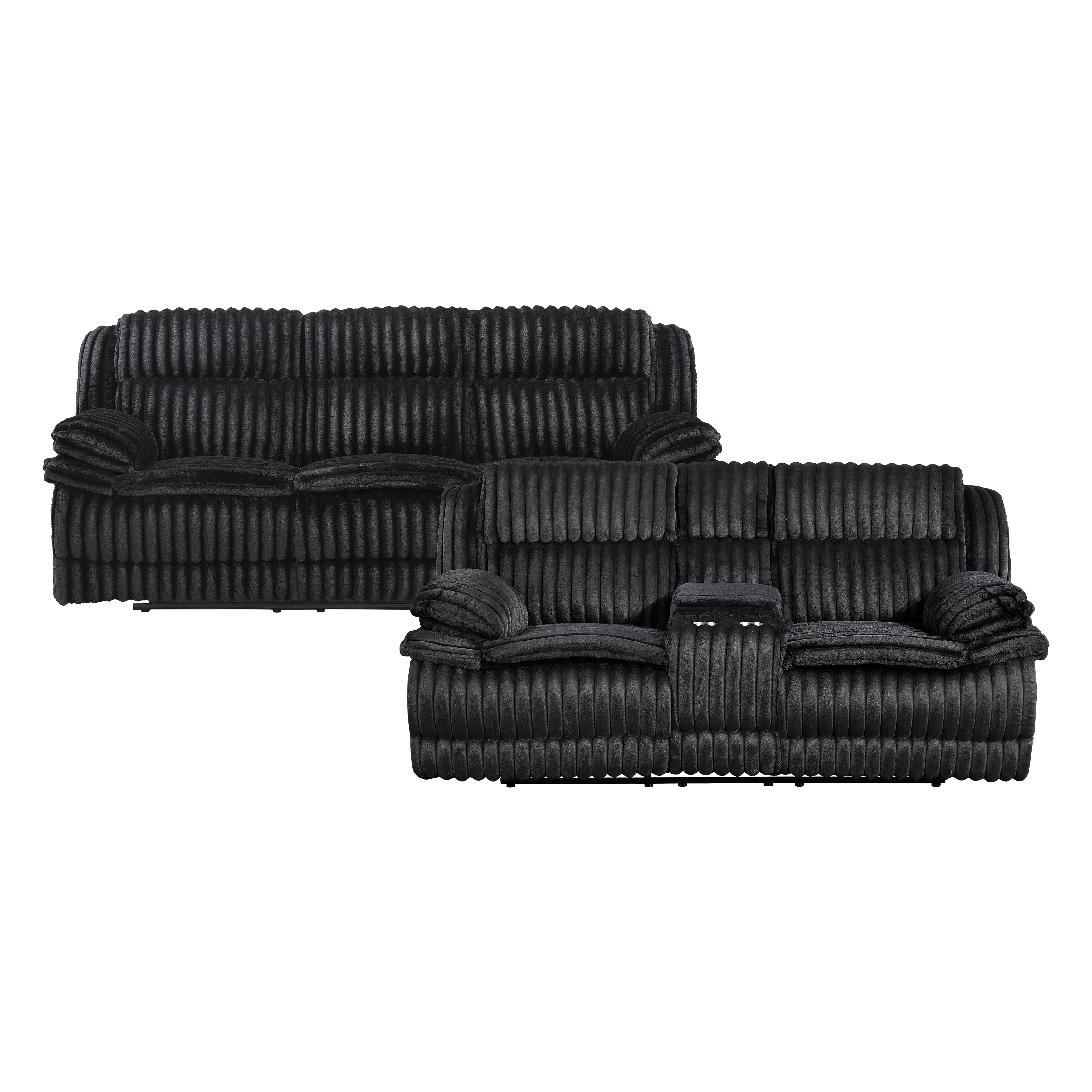 9577BK*2 2pc Set: Sofa, Love - 9577BK*2