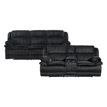 9577BK*2 2pc Set: Sofa, Love - 9577BK*2