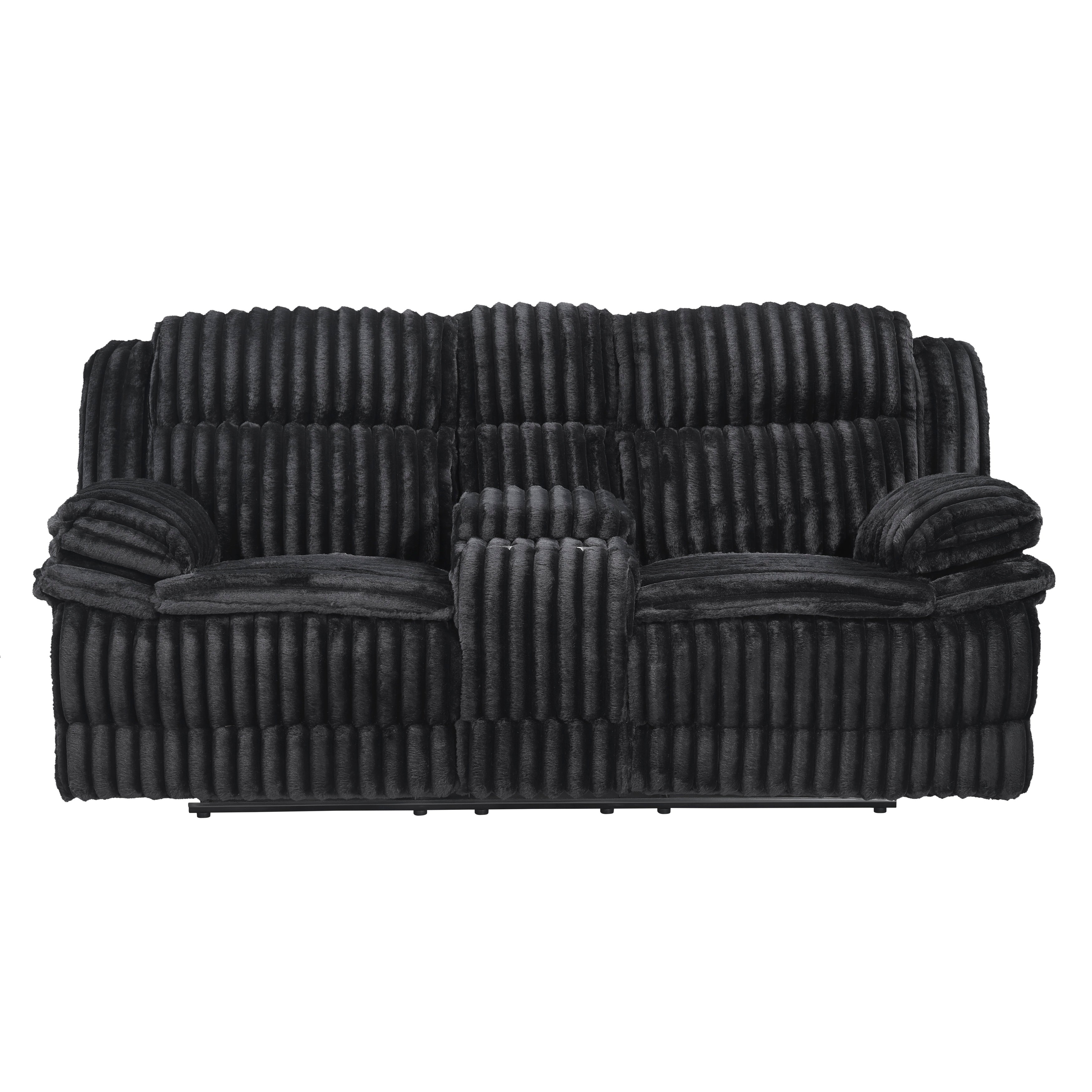 9577BK-2 Double Reclining Love Seat with Center Console - 9577BK-2