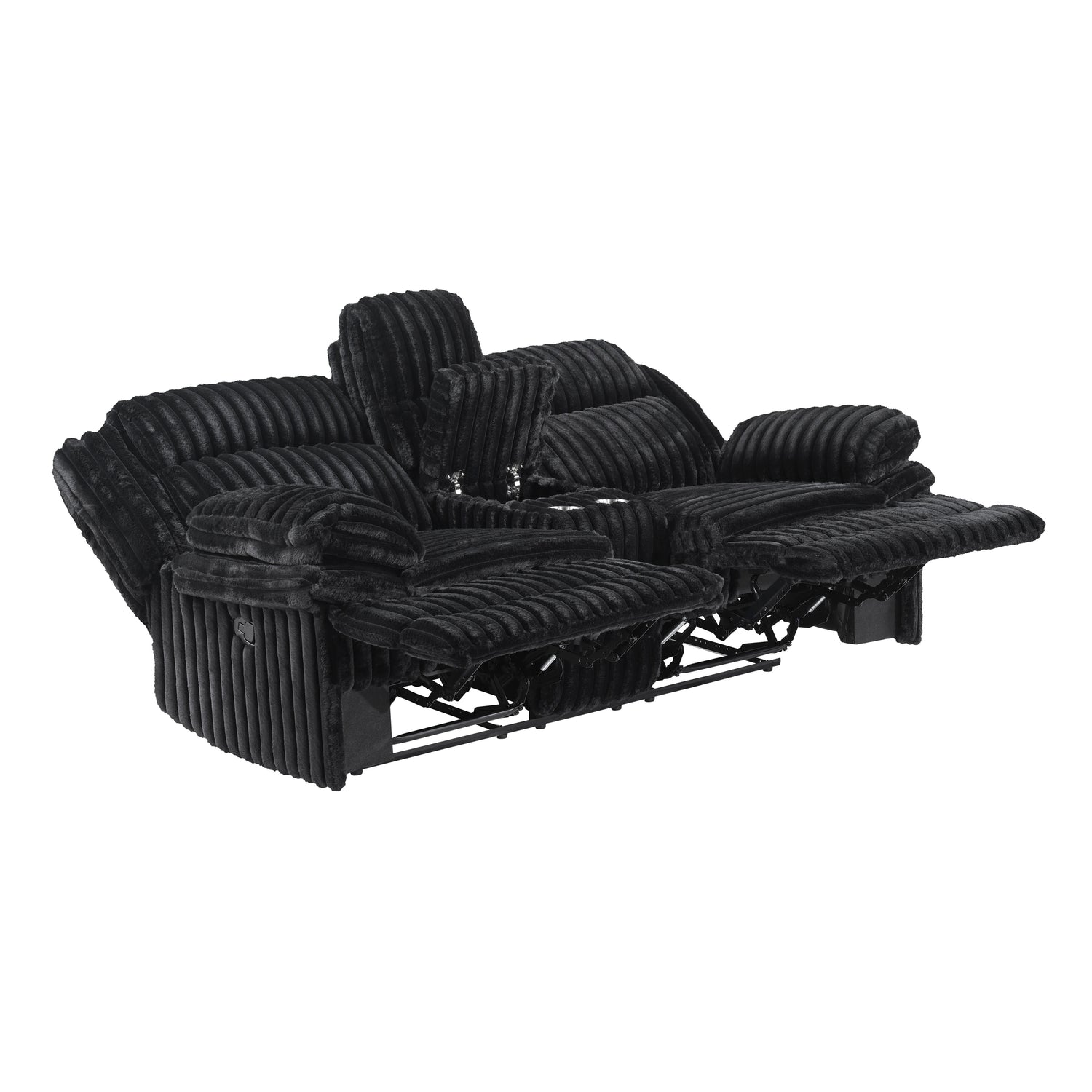 9577BK-2 Double Reclining Love Seat with Center Console - 9577BK-2