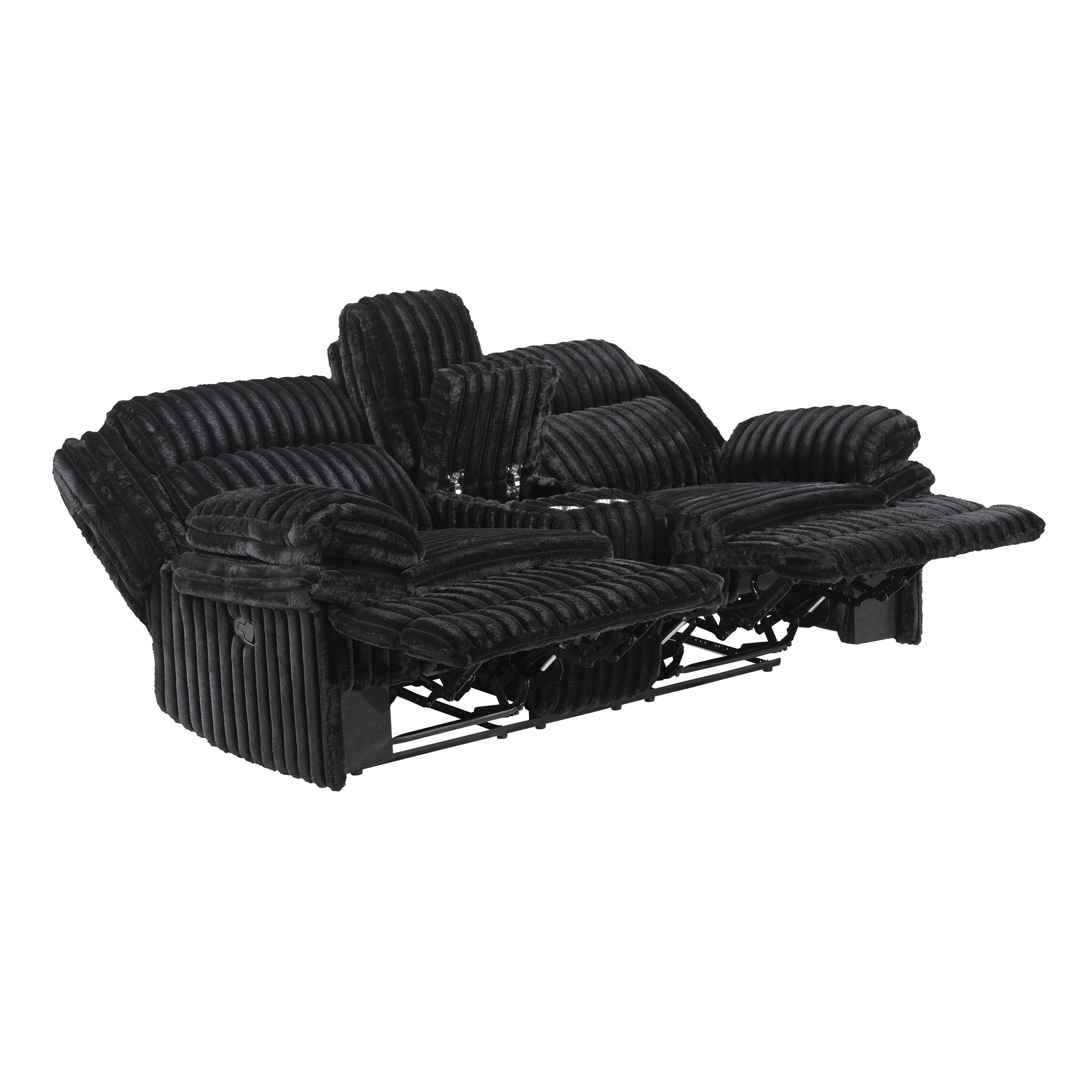9577BK-2 Double Reclining Love Seat with Center Console - 9577BK-2