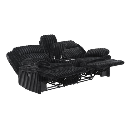 9577BK-2 Double Reclining Love Seat with Center Console - 9577BK-2