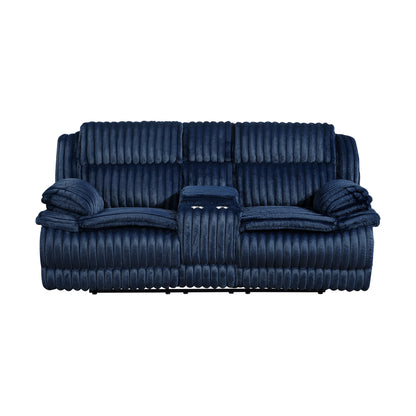 9577BU-2 Double Reclining Love Seat with Center Console - 9577BU-2