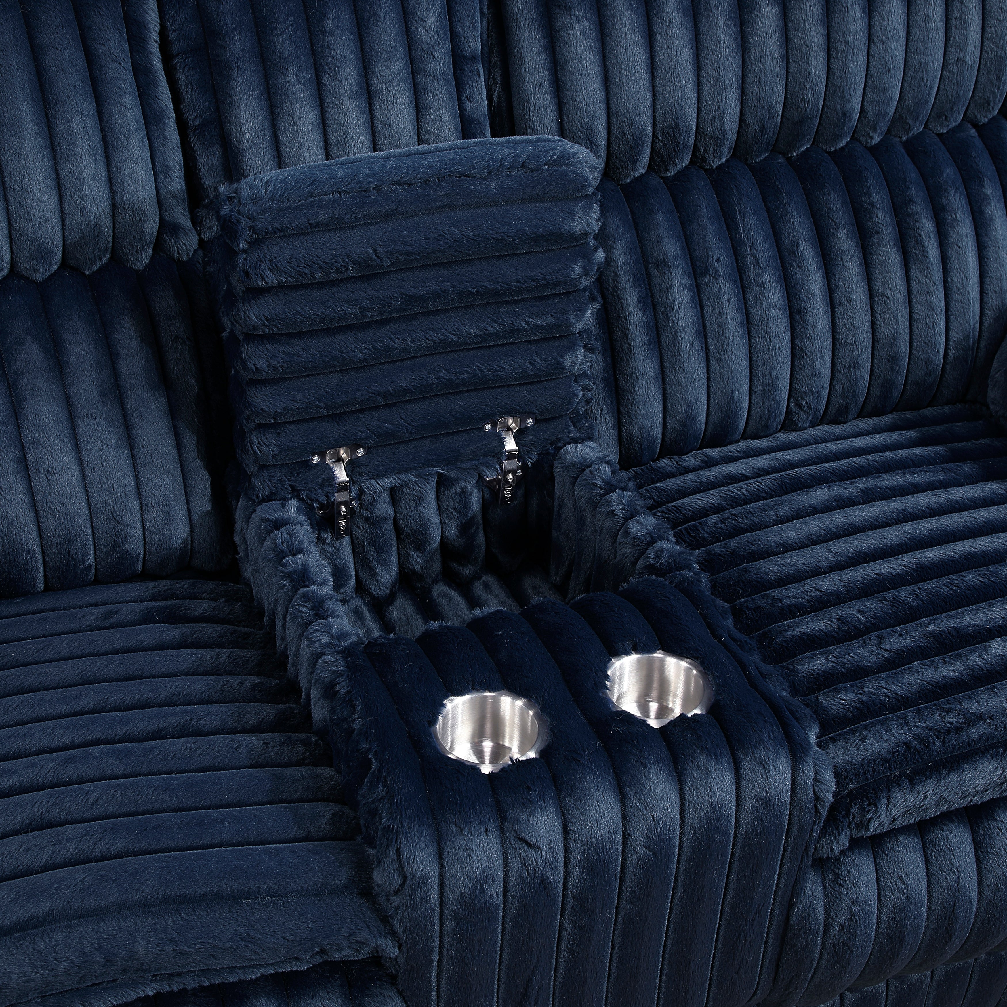 9577BU-2 Double Reclining Love Seat with Center Console - 9577BU-2