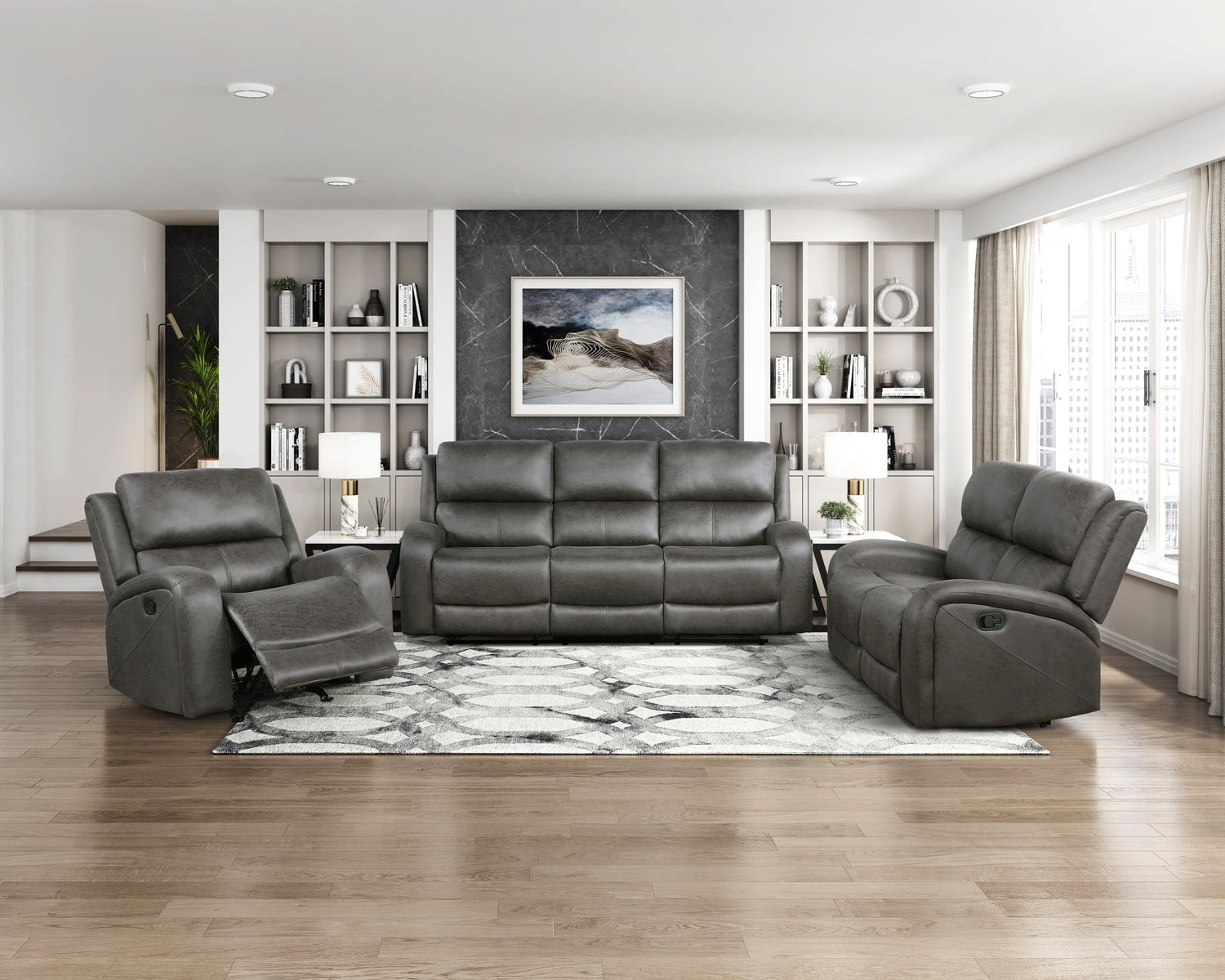 Pagosa Gray Double Reclining Living Room Set from Homelegance - Luna Furniture