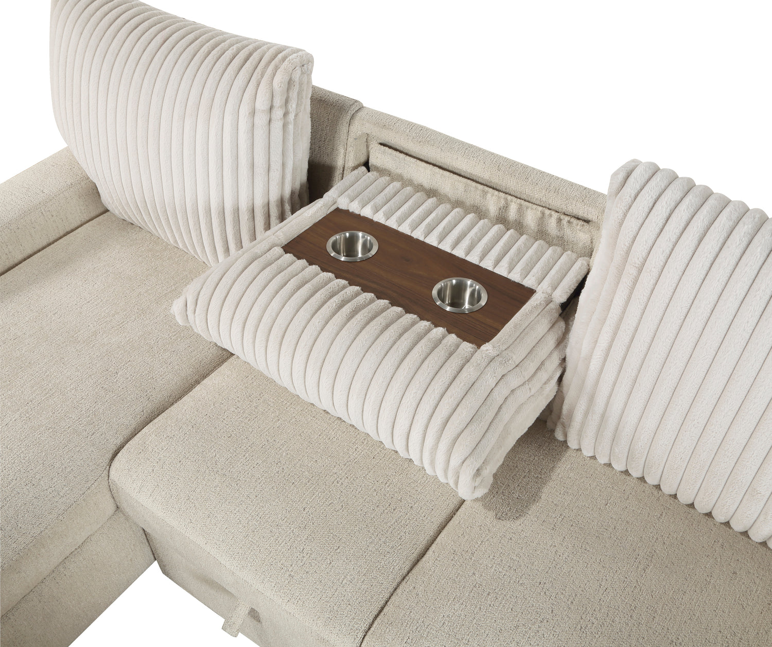 9605BE*2LCRL (2)2-Piece Sectional with Left Chaise and Drop-Down Cup holders, Pull-out Bed and Hidden Storage - 9605BE*2LCRL