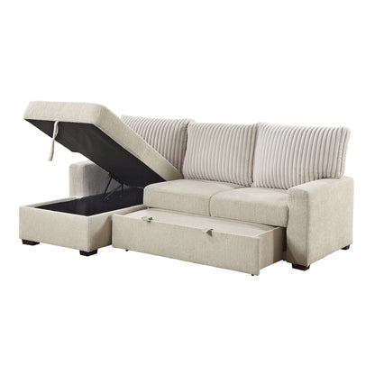 9605BE*2LCRL (2)2-Piece Sectional with Left Chaise and Drop-Down Cup holders, Pull-out Bed and Hidden Storage - 9605BE*2LCRL