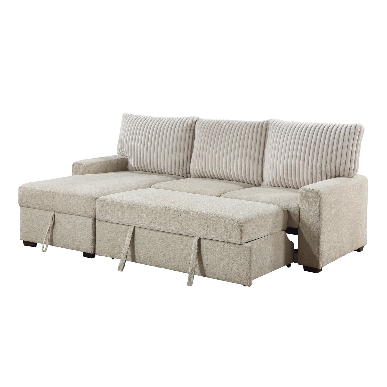9605BE*2LCRL (2)2-Piece Sectional with Left Chaise and Drop-Down Cup holders, Pull-out Bed and Hidden Storage - 9605BE*2LCRL
