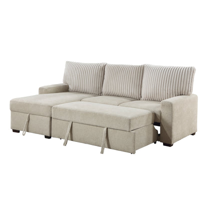9605BE*2LCRL (2)2-Piece Sectional with Left Chaise and Drop-Down Cup holders, Pull-out Bed and Hidden Storage - 9605BE*2LCRL