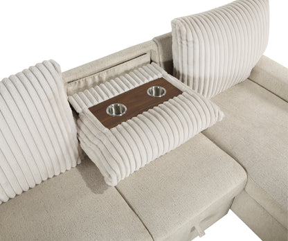 9605BE*2LLRC (2)2-Piece Sectional with Right Chaise and Drop-Down Cup holders, Pull-out Bed and Hidden Storage - 9605BE*2LLRC