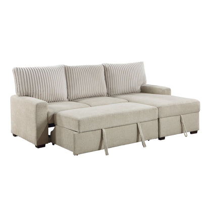 9605BE*2LLRC (2)2-Piece Sectional with Right Chaise and Drop-Down Cup holders, Pull-out Bed and Hidden Storage - 9605BE*2LLRC
