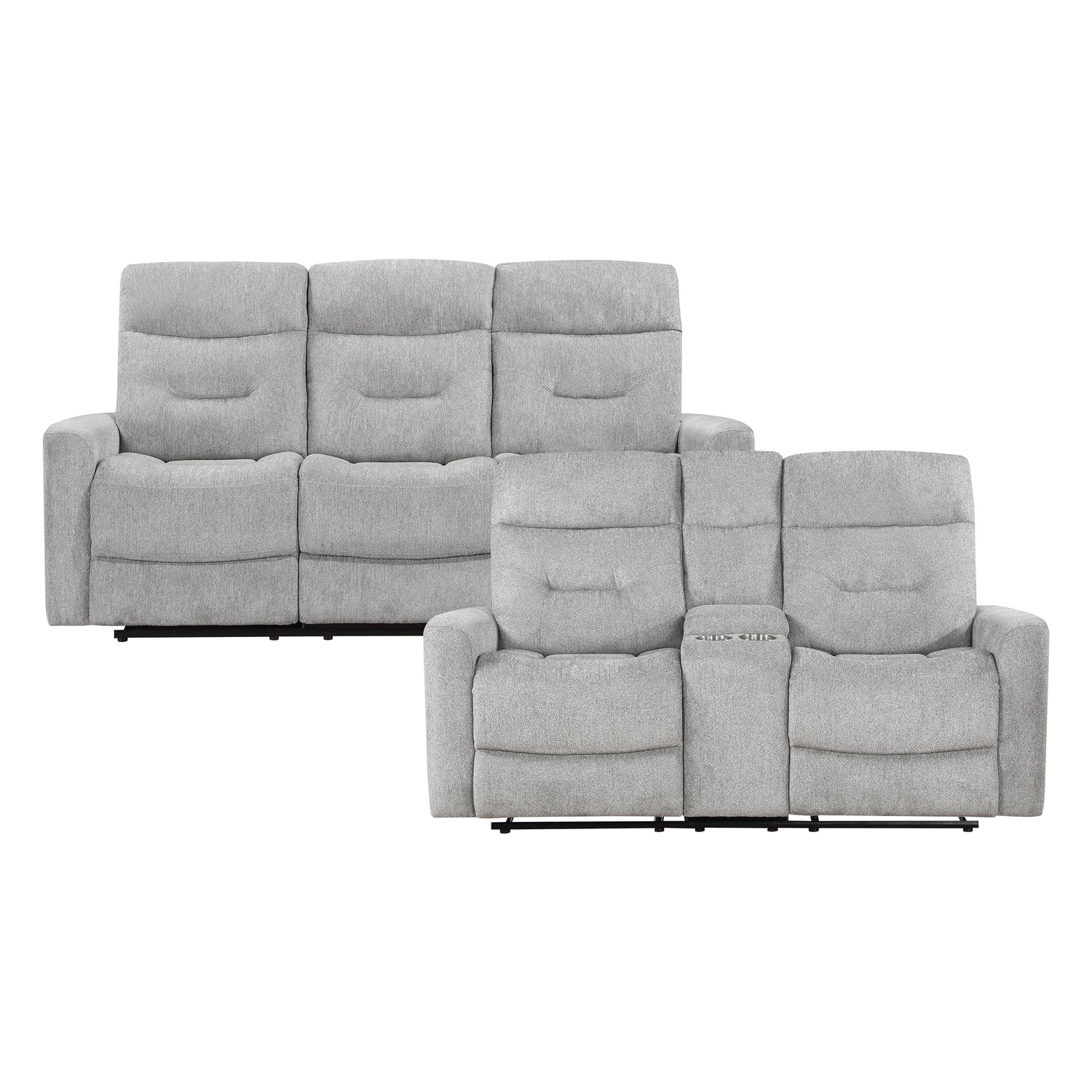 9610GY*2 2pc Set: Sofa, Love - 9610GY*2
