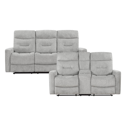9610GY*2 2pc Set: Sofa, Love - 9610GY*2