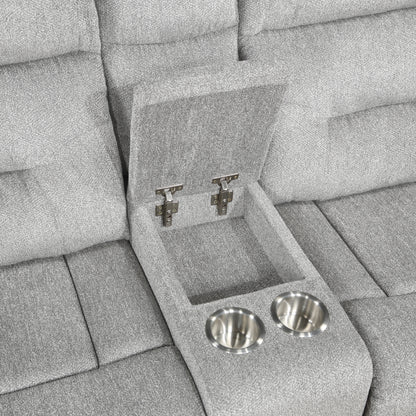 9610GY-2 Double Reclining Love Seat with Center Console - 9610GY-2