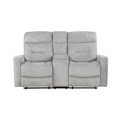 9610GY-2 Double Reclining Love Seat with Center Console - 9610GY-2