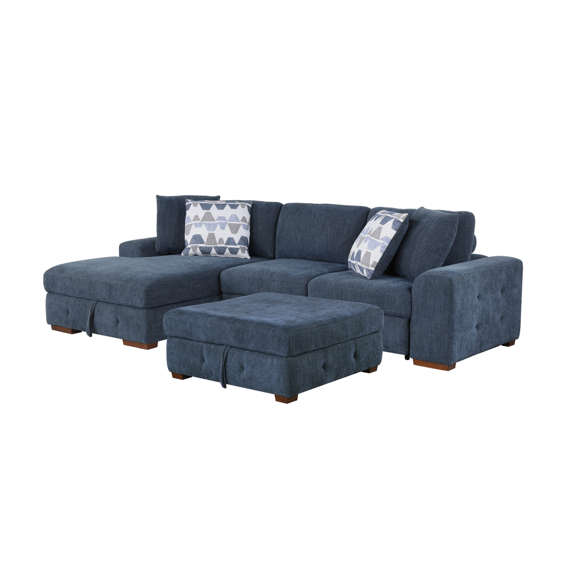 9624BU*3LC2R (3)3-Piece Sectional with Left Chaise and Ottoman - 9624BU*3LC2R