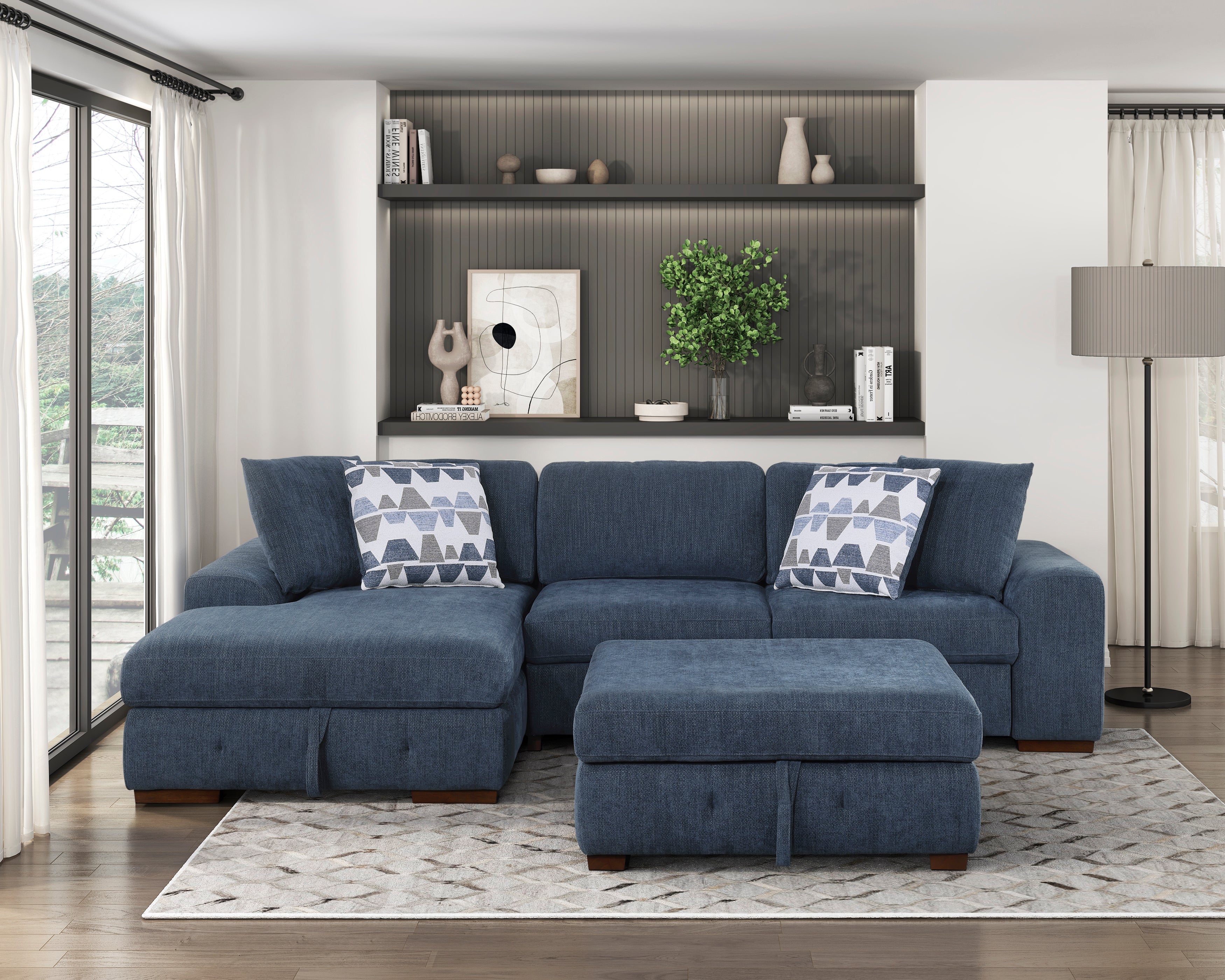 9624BU*3LC2R (3)3-Piece Sectional with Left Chaise and Ottoman - 9624BU*3LC2R