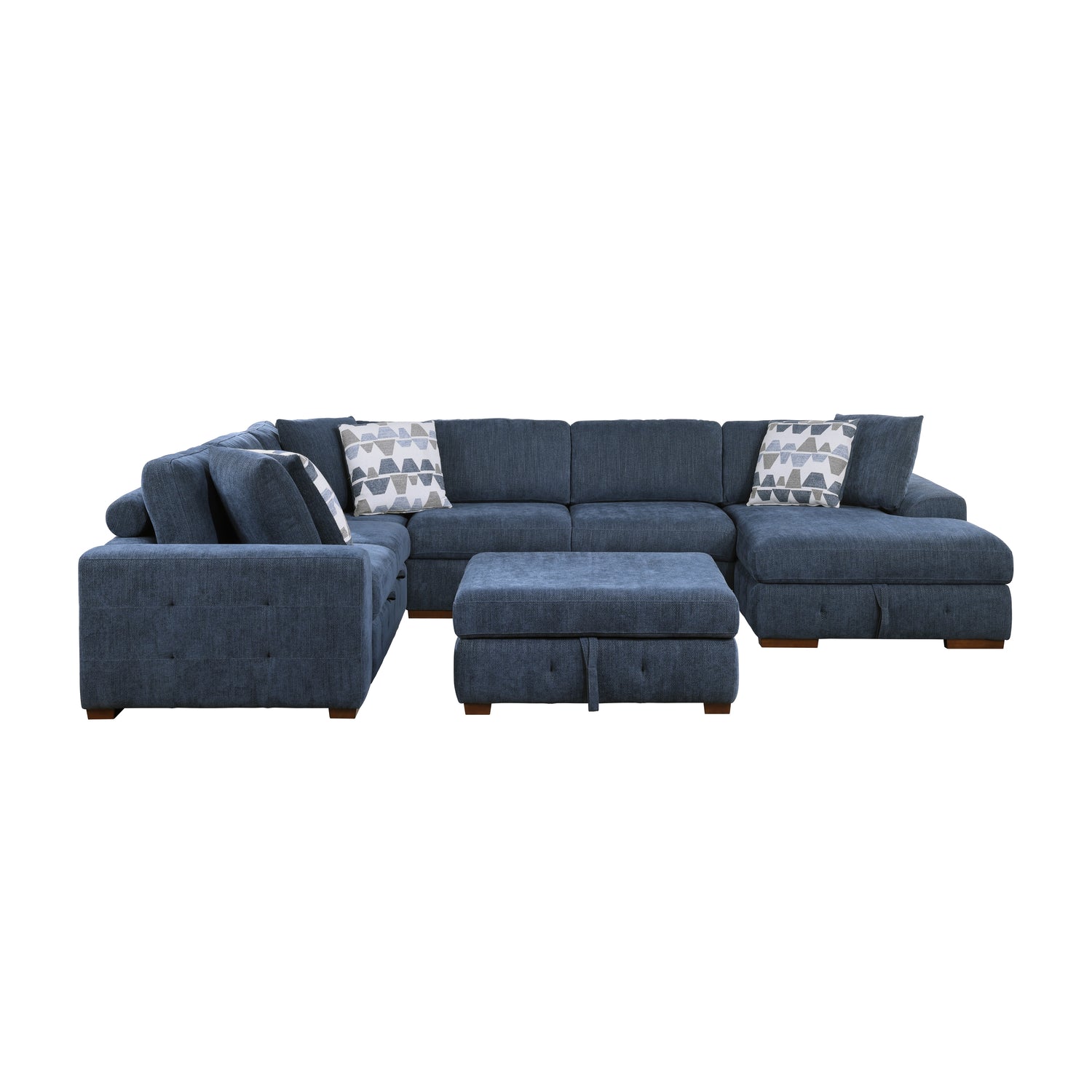 9624BU*52LRC (5)5-Piece Sectional with Right Chaise and Storage Ottoman - 9624BU*52LRC