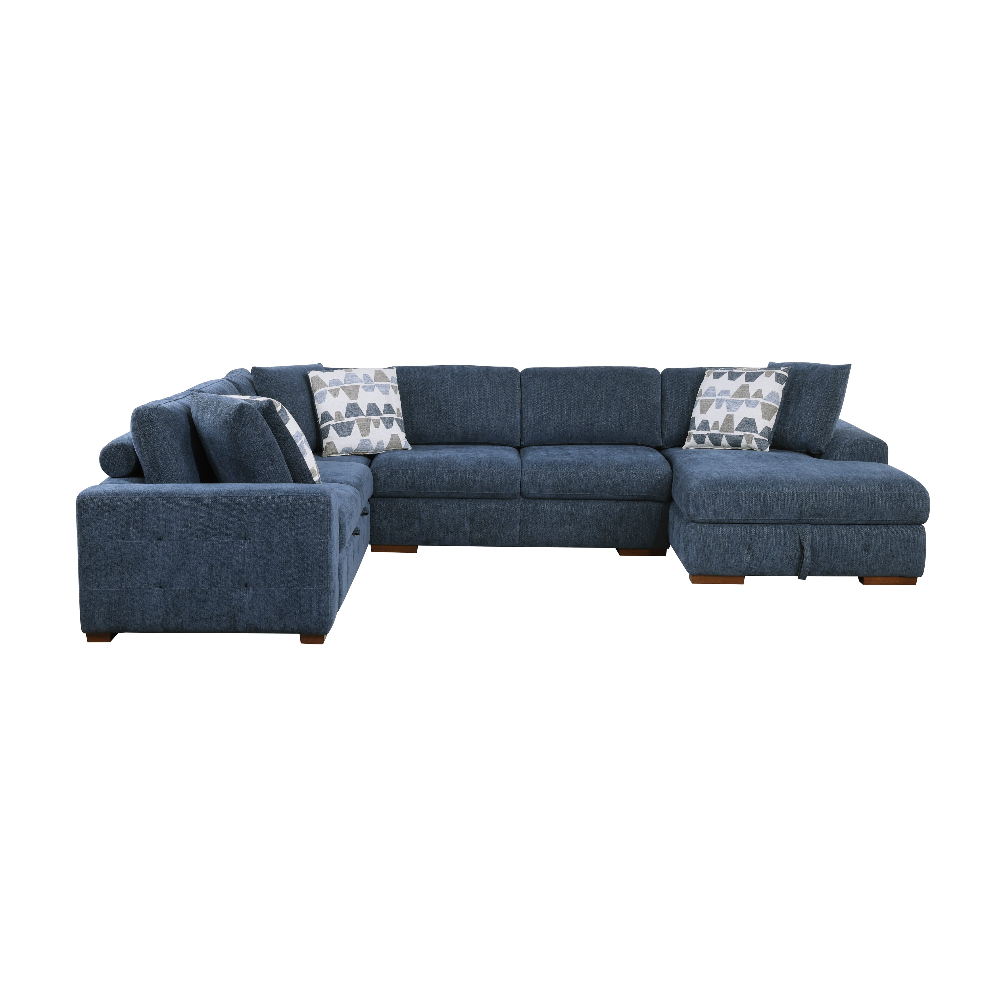 9624BU*52LRC (5)5-Piece Sectional with Right Chaise and Storage Ottoman - 9624BU*52LRC