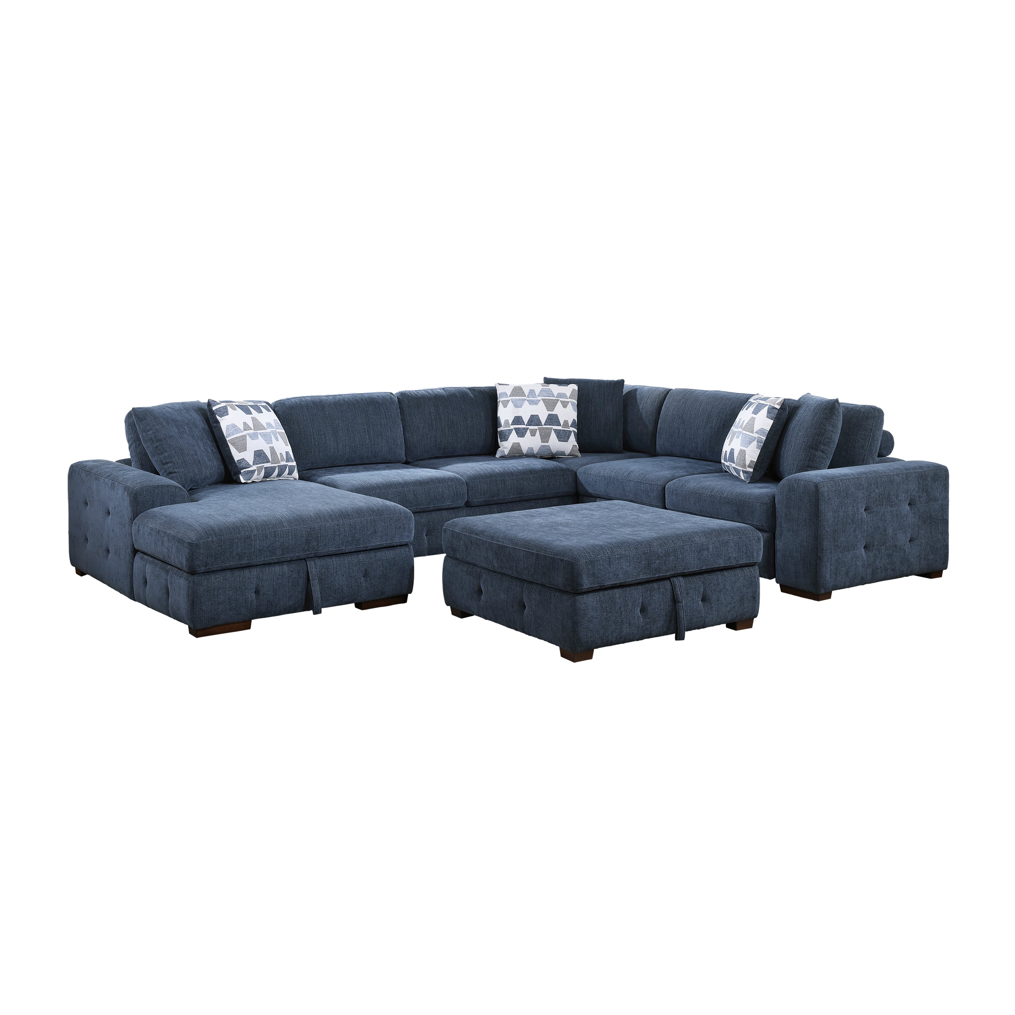 9624BU*5LC2R (5)5-Piece Sectional with Left Chaise and Storage Ottoman - 9624BU*5LC2R