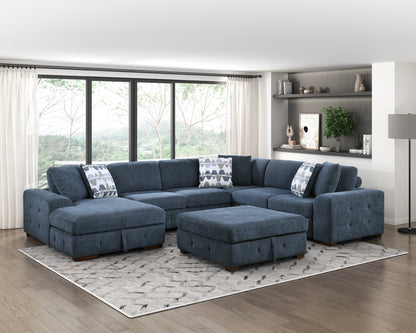 9624BU*5LC2R (5)5-Piece Sectional with Left Chaise and Storage Ottoman - 9624BU*5LC2R