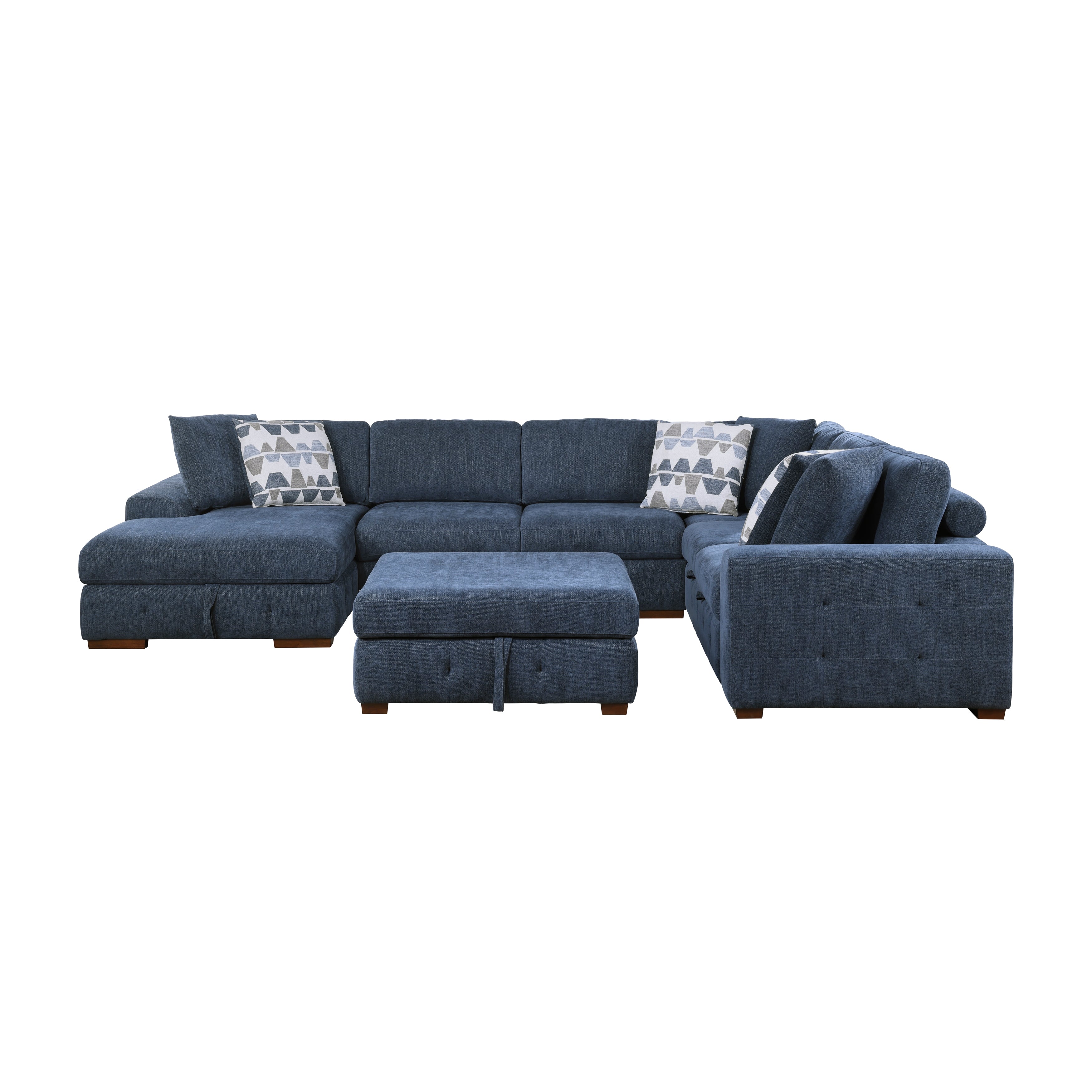 9624BU*5LC2R (5)5-Piece Sectional with Left Chaise and Storage Ottoman - 9624BU*5LC2R