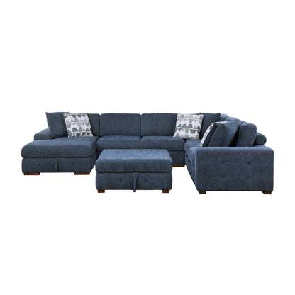 9624BU*5LC2R (5)5-Piece Sectional with Left Chaise and Storage Ottoman - 9624BU*5LC2R