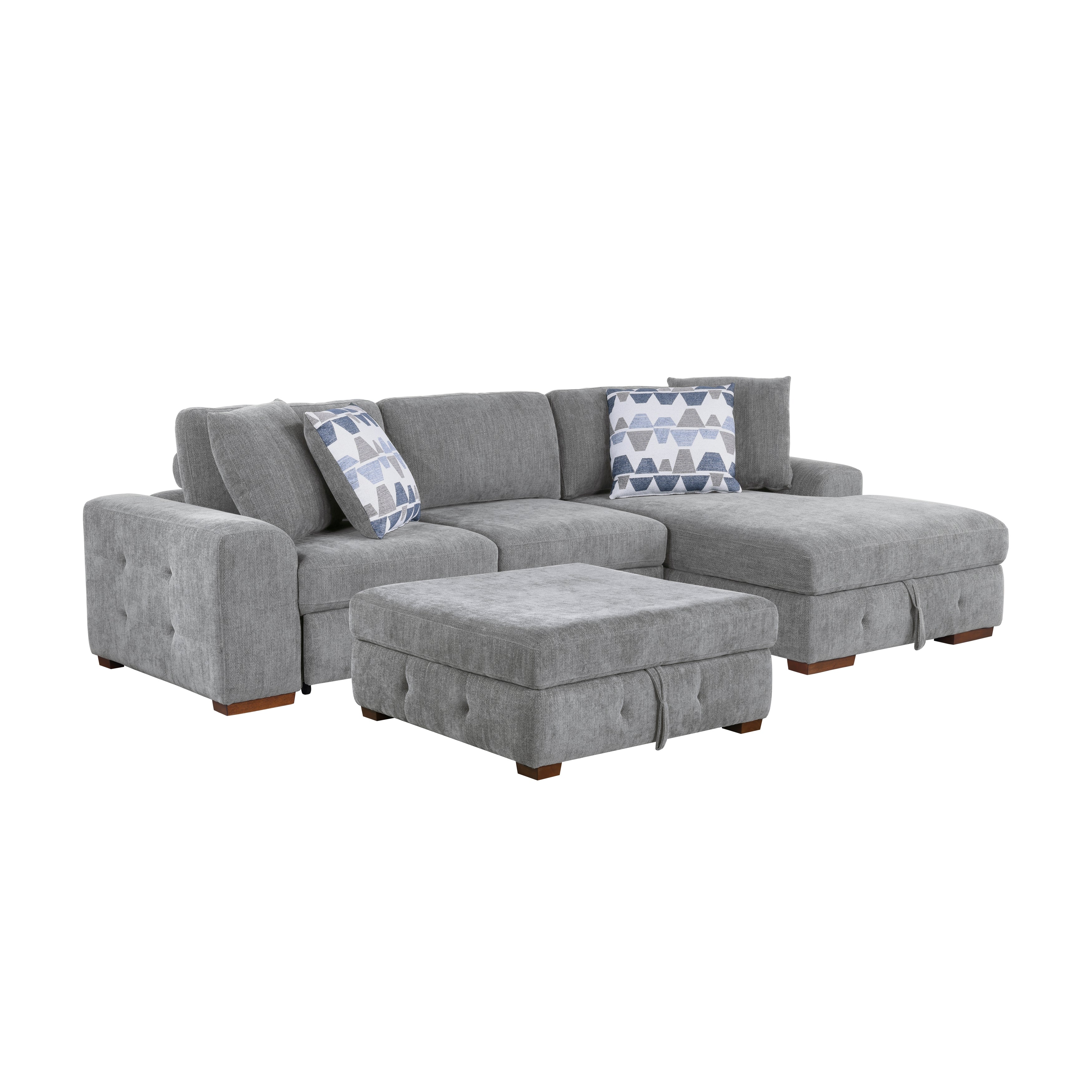 9624GY*32LRC (3)3-Piece Sectional with Right Chaise and Ottoman - 9624GY*32LRC