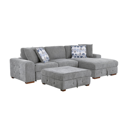 9624GY*32LRC (3)3-Piece Sectional with Right Chaise and Ottoman - 9624GY*32LRC