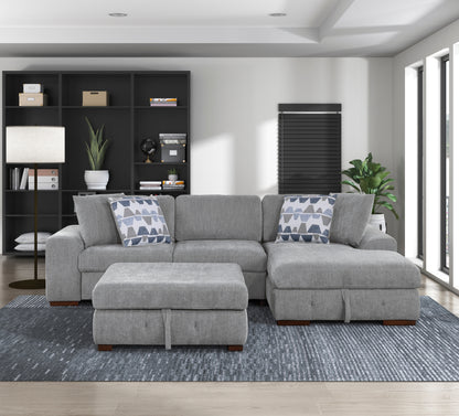 9624GY*32LRC (3)3-Piece Sectional with Right Chaise and Ottoman - 9624GY*32LRC