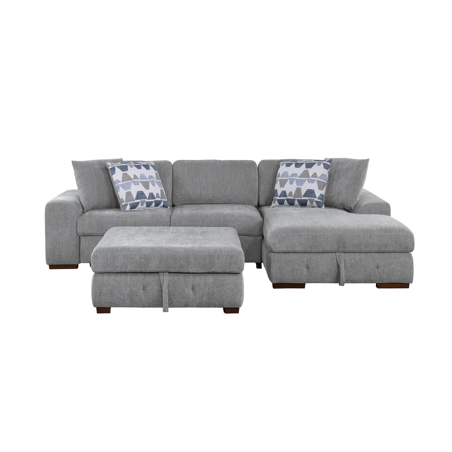 9624GY*32LRC (3)3-Piece Sectional with Right Chaise and Ottoman - 9624GY*32LRC