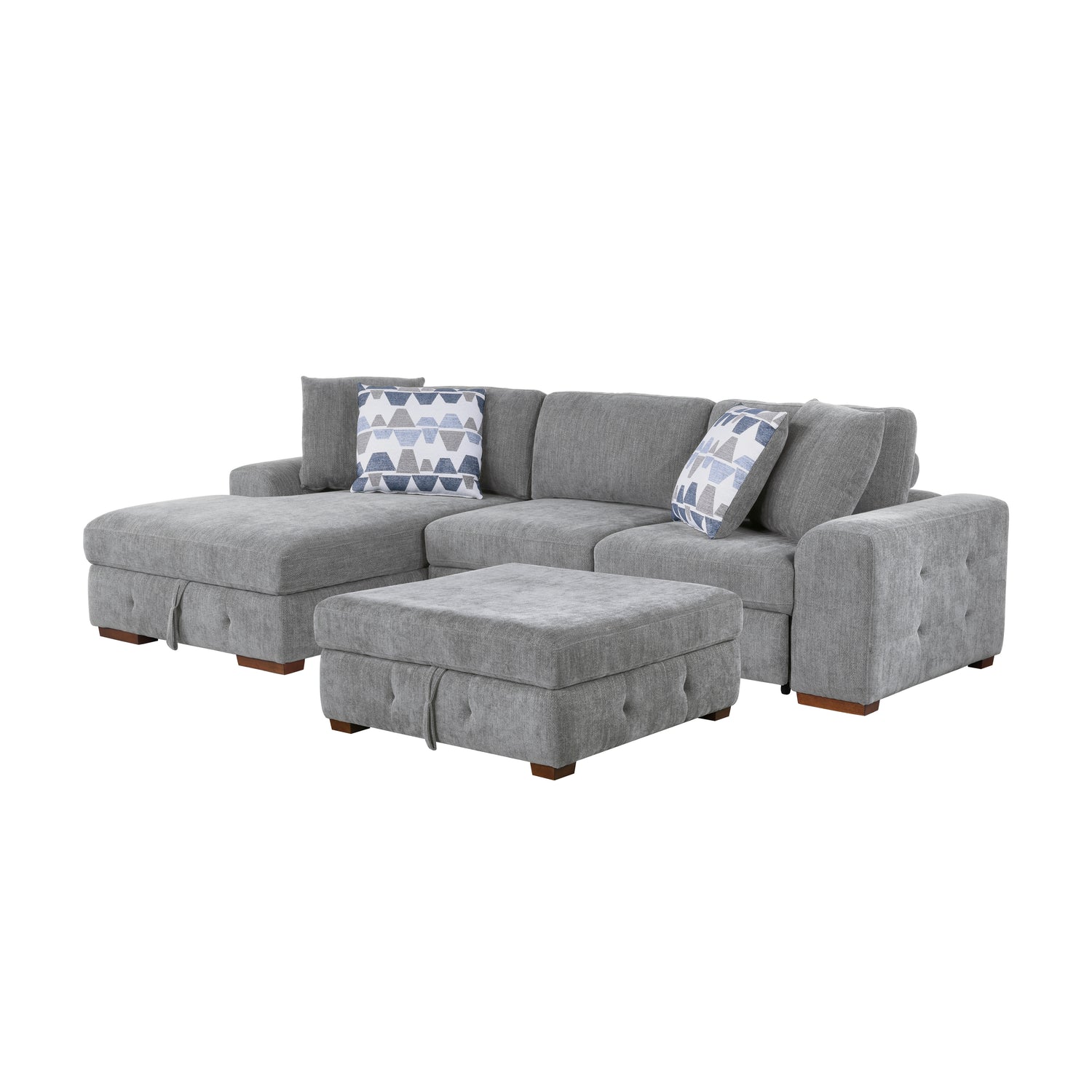9624GY*3LC2R (3)3-Piece Sectional with Left Chaise and Ottoman - 9624GY*3LC2R