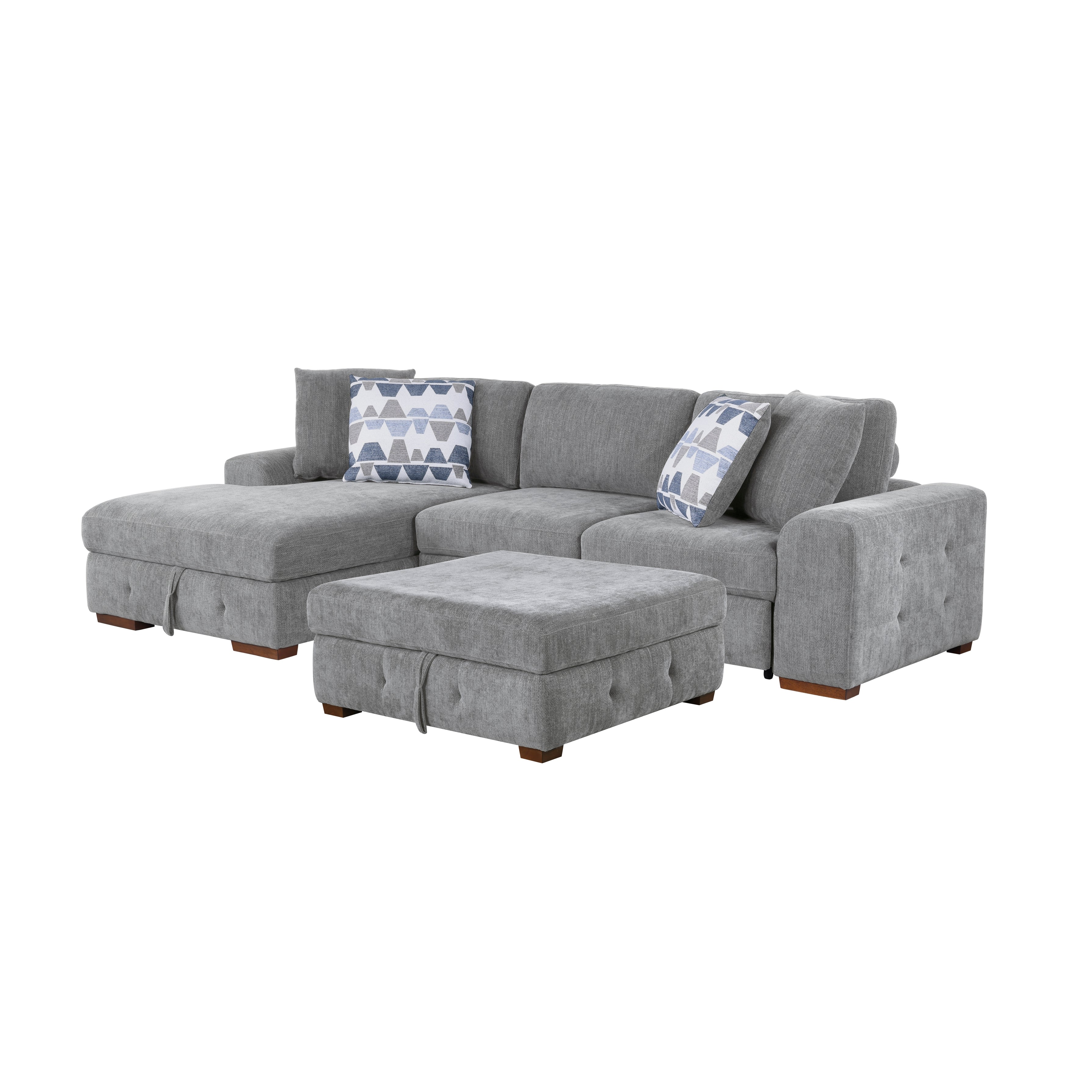 9624GY*3LC2R (3)3-Piece Sectional with Left Chaise and Ottoman - 9624GY*3LC2R