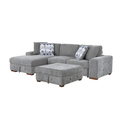 9624GY*3LC2R (3)3-Piece Sectional with Left Chaise and Ottoman - 9624GY*3LC2R
