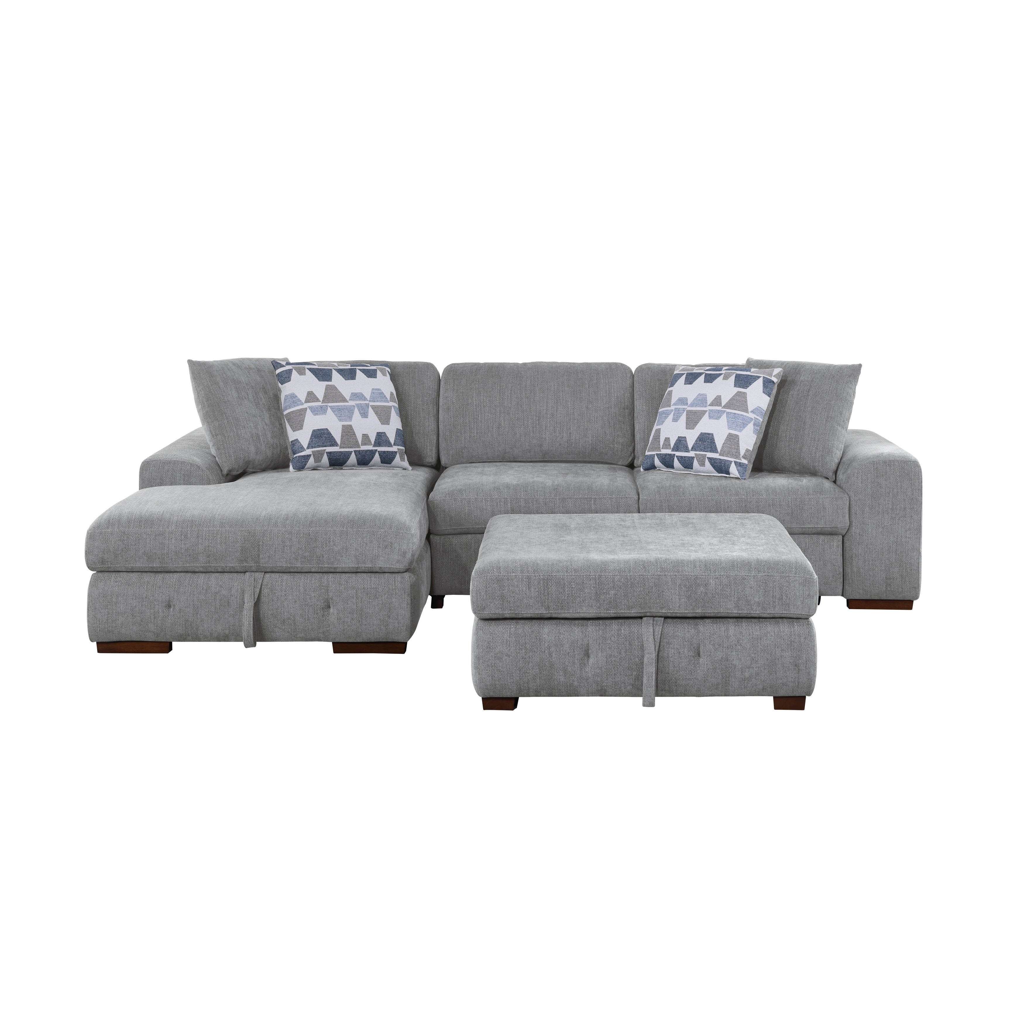 9624GY*3LC2R (3)3-Piece Sectional with Left Chaise and Ottoman - 9624GY*3LC2R