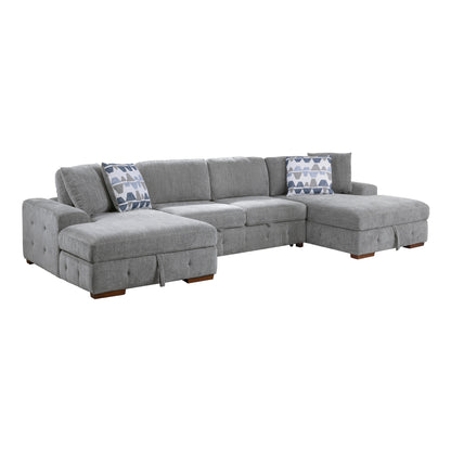 9624GY*3LCRC (3)3-Piece Sectional with Left and Right Chaise - 9624GY*3LCRC
